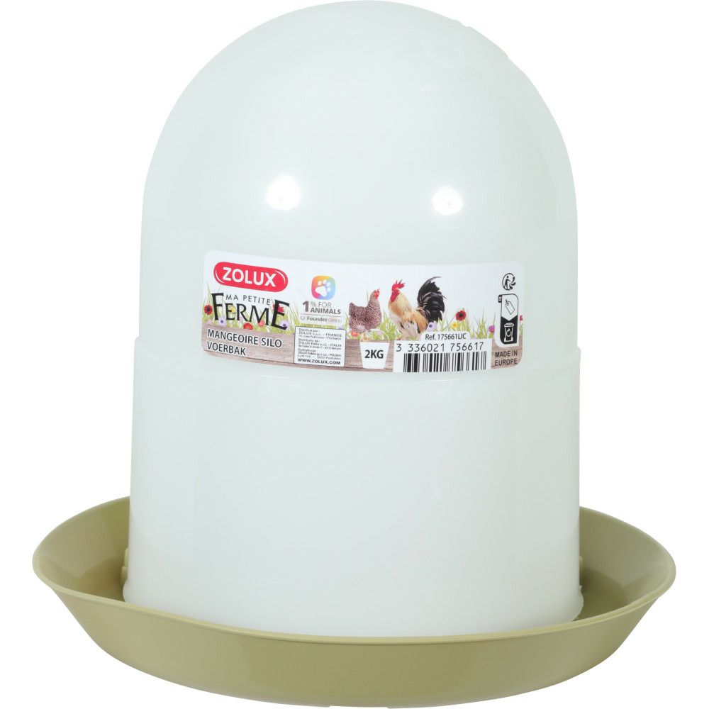 Mangeoire silo en plastique 2 kg vert pour basse cour