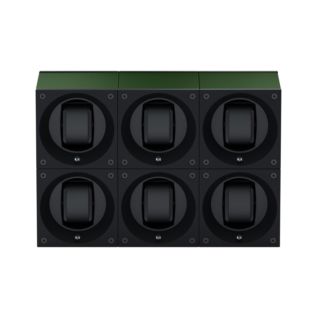 SwissKubik Masterbox Aluminium Dunkelgrün - 6 Uhren