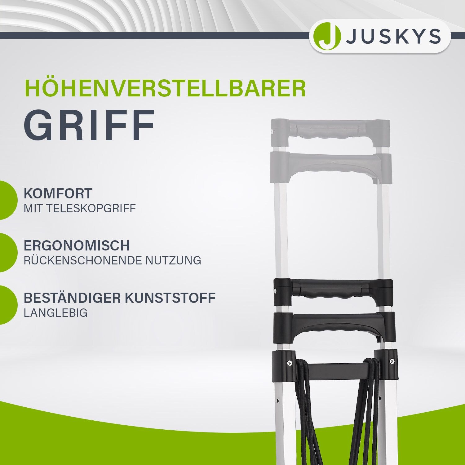 Juskys Treppensackkarre klappbar & bis 80 kg - Alu Mini Sackkarre für Treppen - Handschuhe & Seile