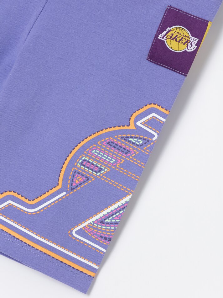 Calça legging de ciclismo estampada com os Lakers da NBA - Roxa