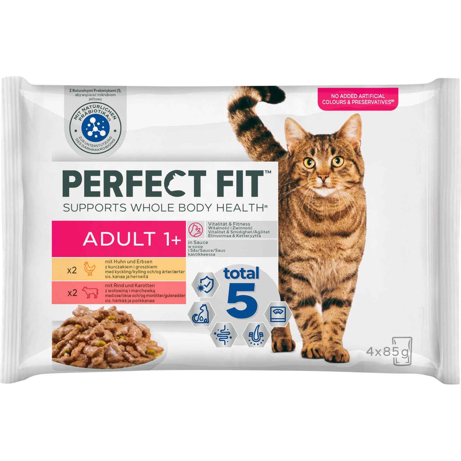 Perfect Fit Cat in Sauce Adult 1+ Rind & Huhn Beutel 4 x 85 g