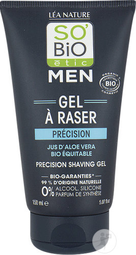 So'Bio Étic Men Gel À Raser Précision Au Jus D'Aloe Vera Bio Tube 150ml
