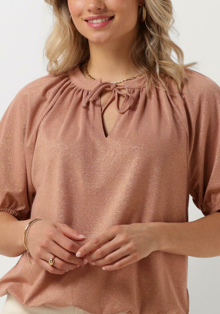 SUMMUM roze summum top top short sleeve fluid lurex jersey