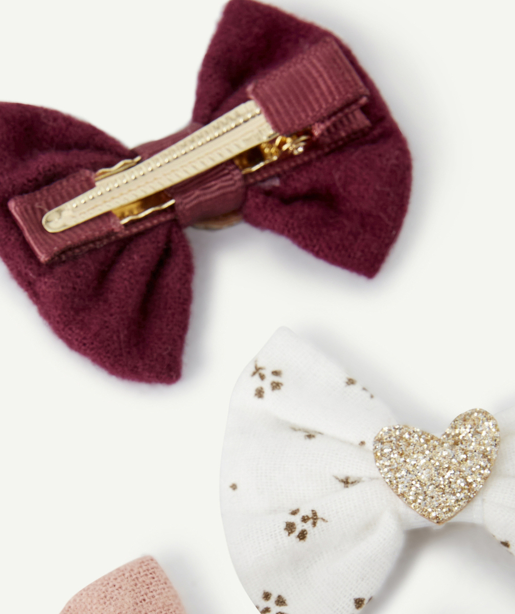 LOT DE 3 BARRETTES FILLE NOEUDS AVEC COEURS PAILLETÉS