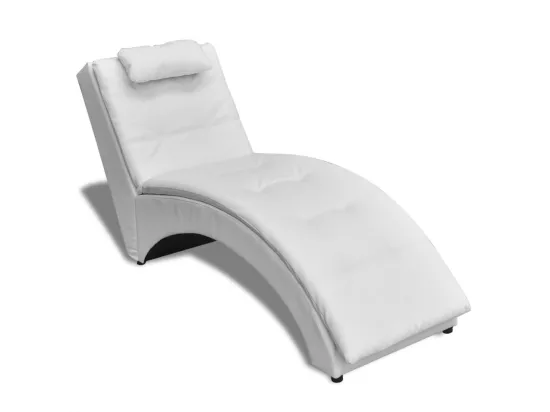Prolenta Premium - Chaise longue avec oreiller Blanc Similicuir
