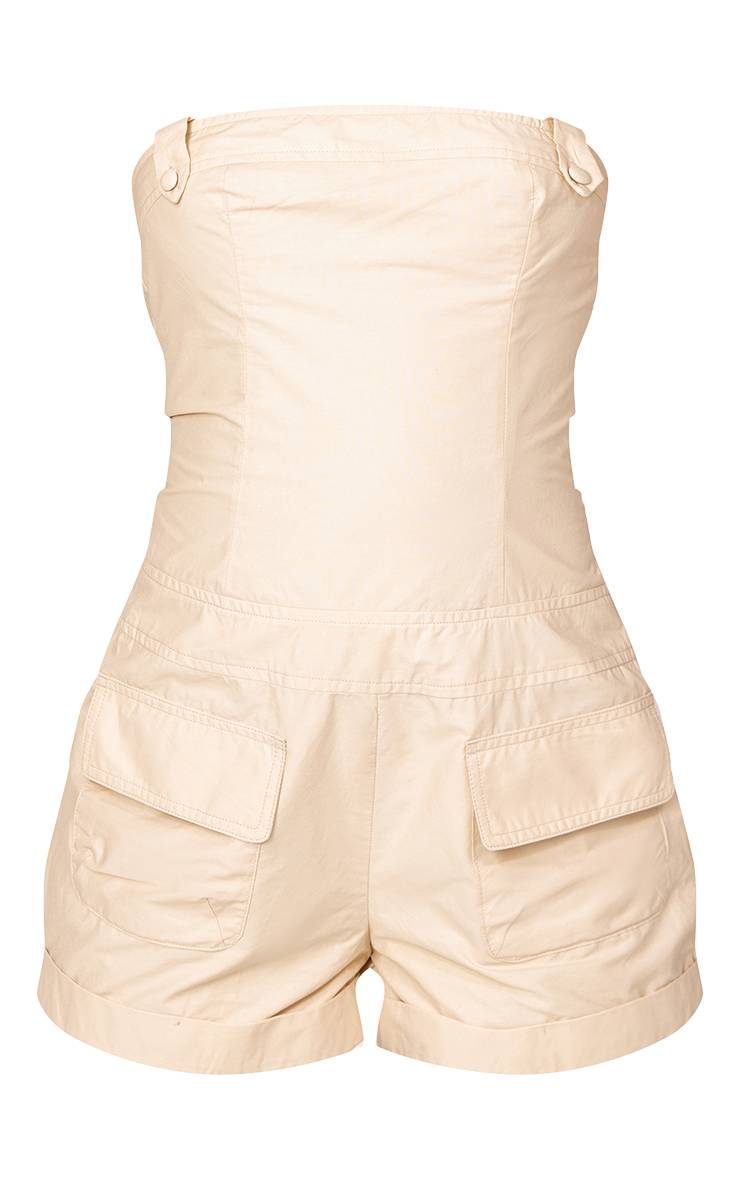 Gris Pierre Combinaison-short Tissée À Bustier Avec Détail Poches