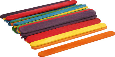 Træpinde - L 11,4 CM - B 10 MM - Assorterede Farver - 30 Stk