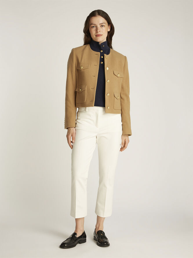 Tommy Hilfiger CROP WOOL GOLD BUTTON JACKET Classic khaki