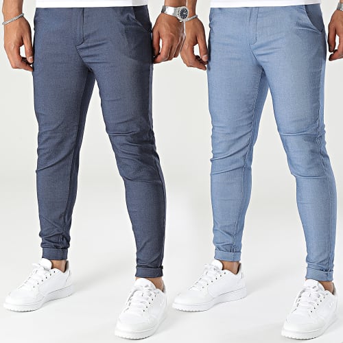 Lot De 2 Pantalons Chino Bleu Denim