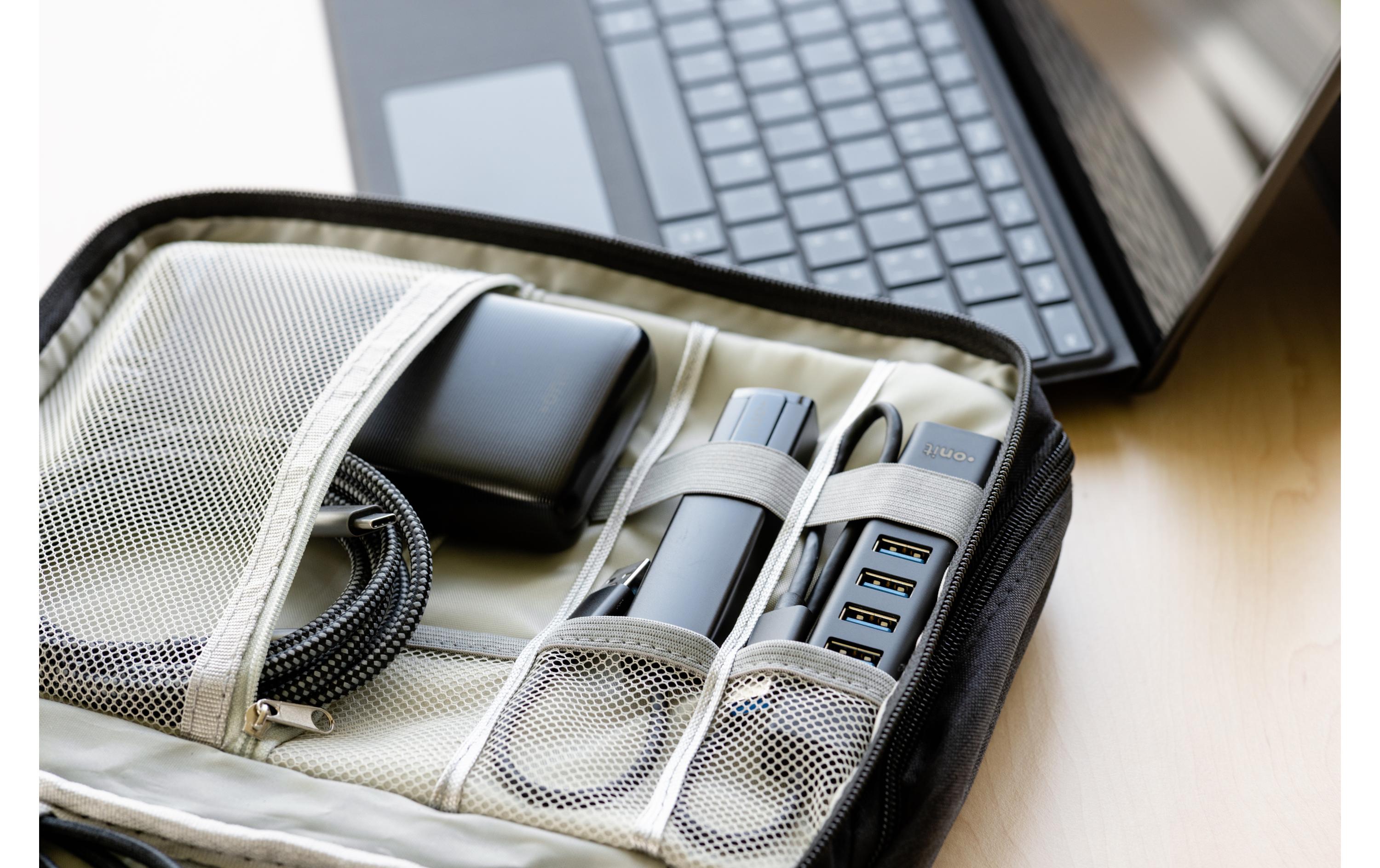 Reisetasche Tech-Zubehör Maxi, SchwarzZubehörtasche für Powerbank, Ladegerät, USB-Stick, Kabel und mehr