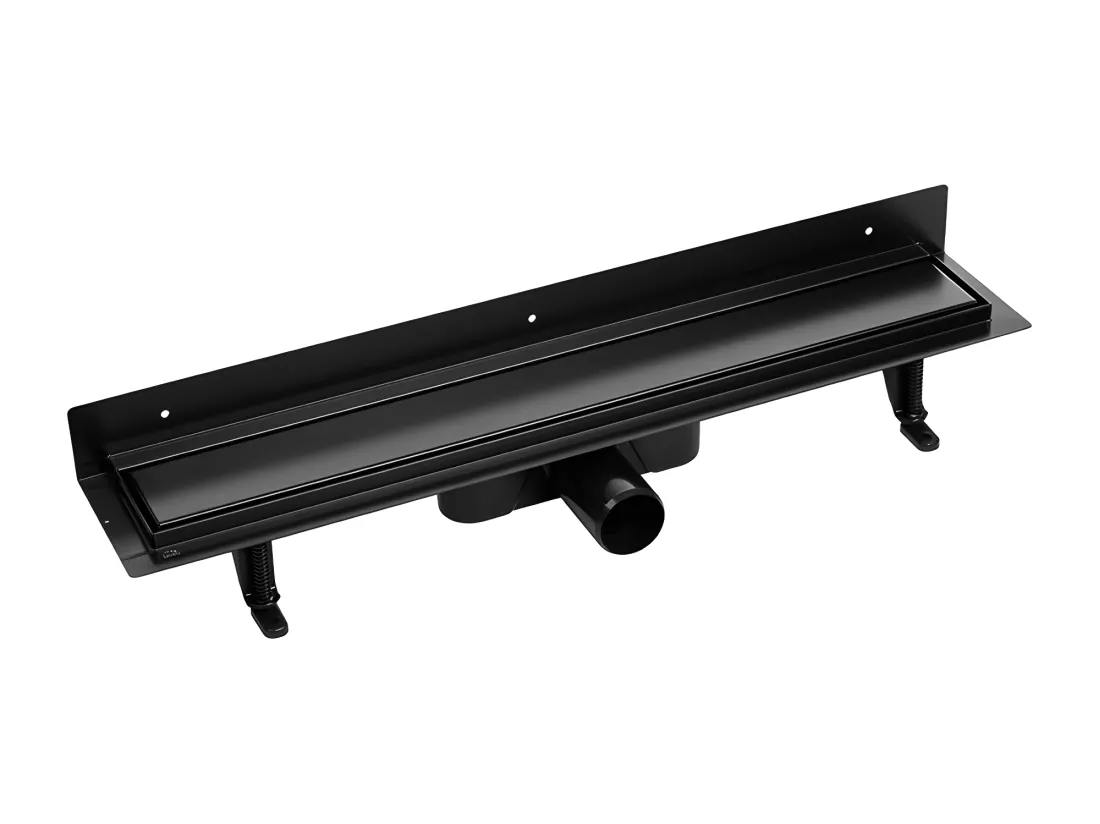 Caniveau de douche BASSO,proche de mur, couleur: noir, longueur:60 cm