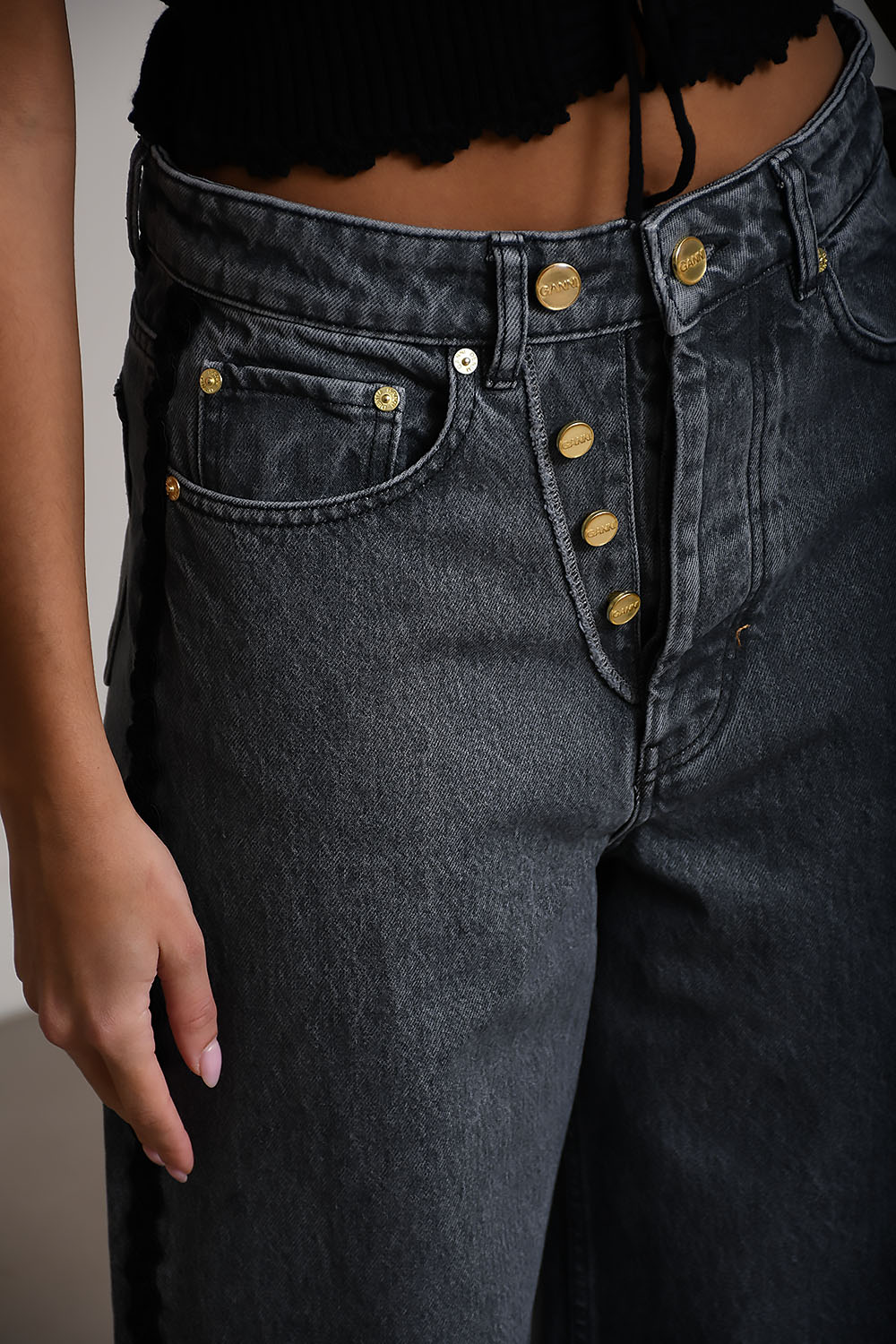 Double fly cotton baggy jeans