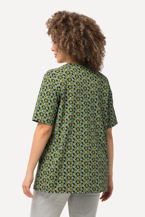 T-Shirt, Zierfalten, A-Linie, V-Ausschnitt, Halbarm