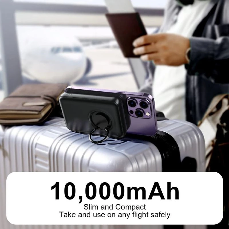 (20W) 10000mAh Magnetische MagSafe Powerbank USB C PD Ladegerät   Standfuss - Grau