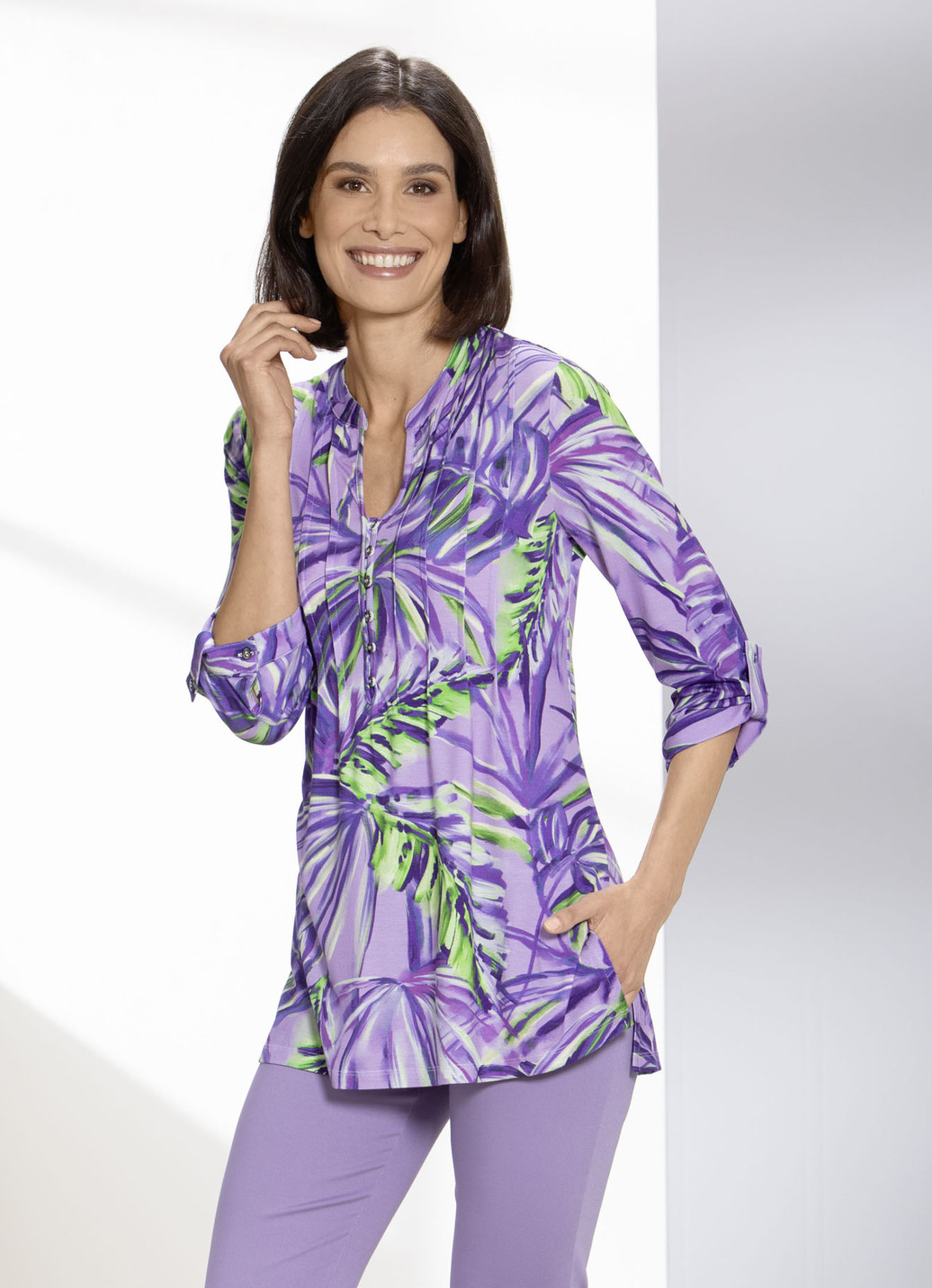 Shirt-Tunika mit farbbrillantem Druck