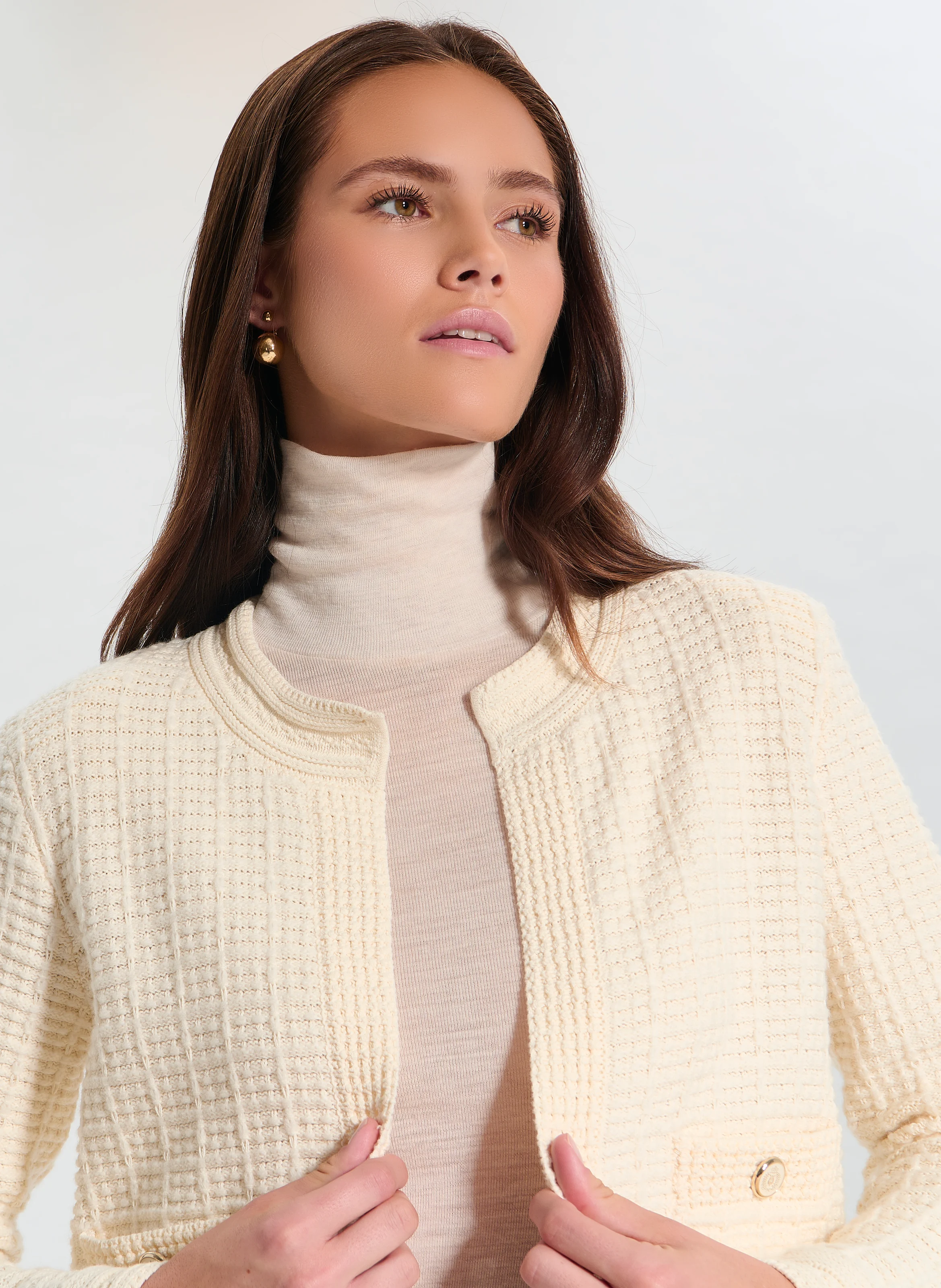 GLADE - Gilet droit en laine | Blanc