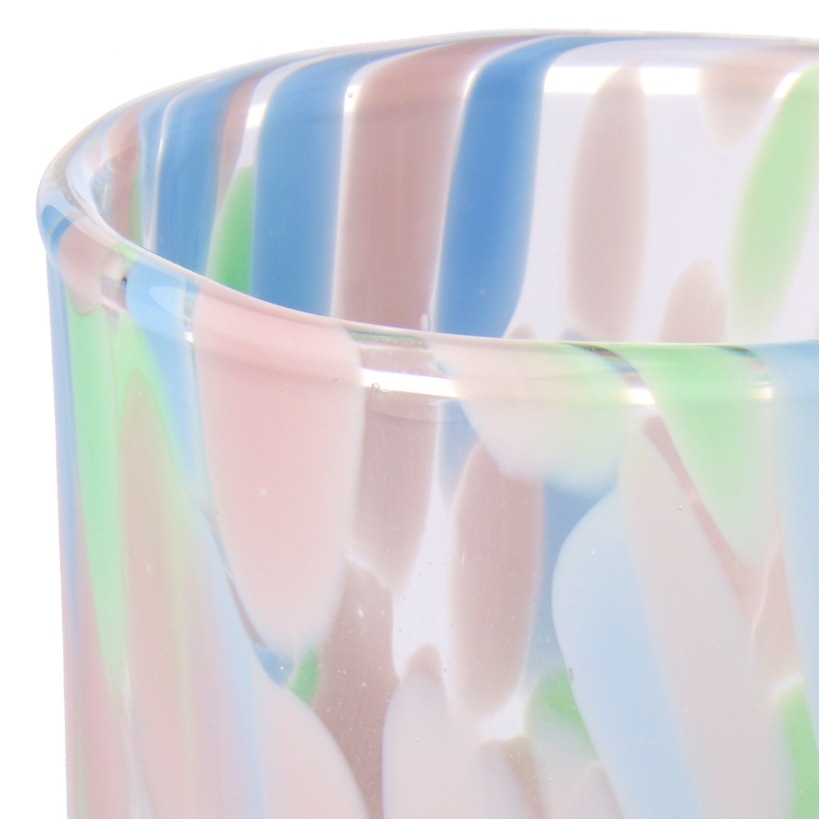 Windlicht mit Farbverlauf blau / zartrosa / hellgrün