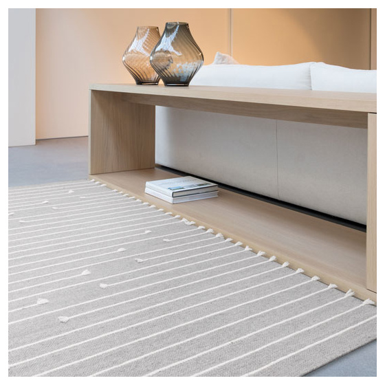 Tapis pure laine à pampilles - naïa - gris - 120 x 160 cm