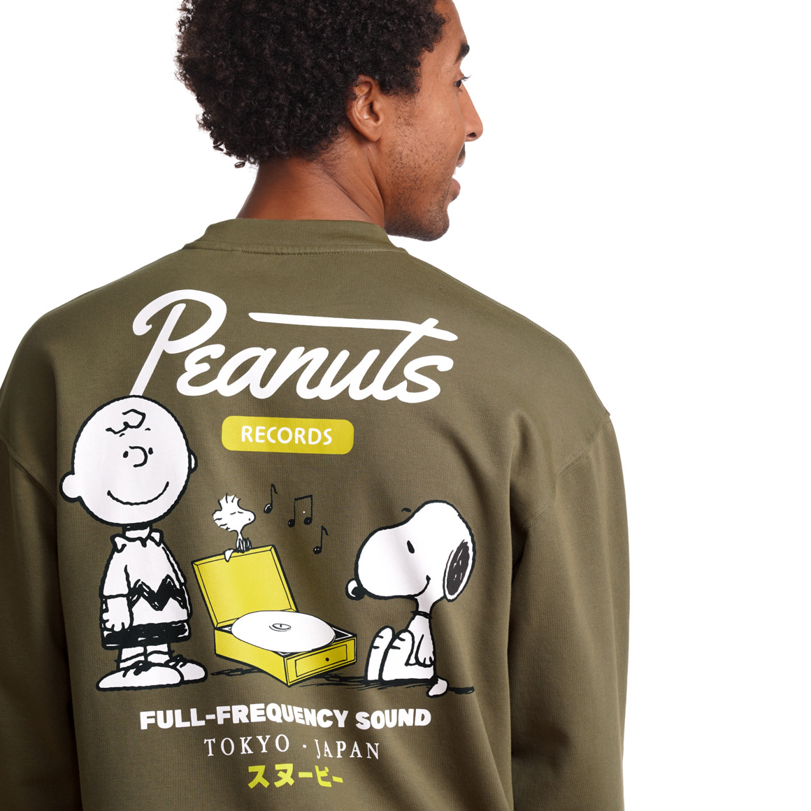 Jonas Nielsen Peanuts Sweatshirt mit Rückenprint dunkeloliv
