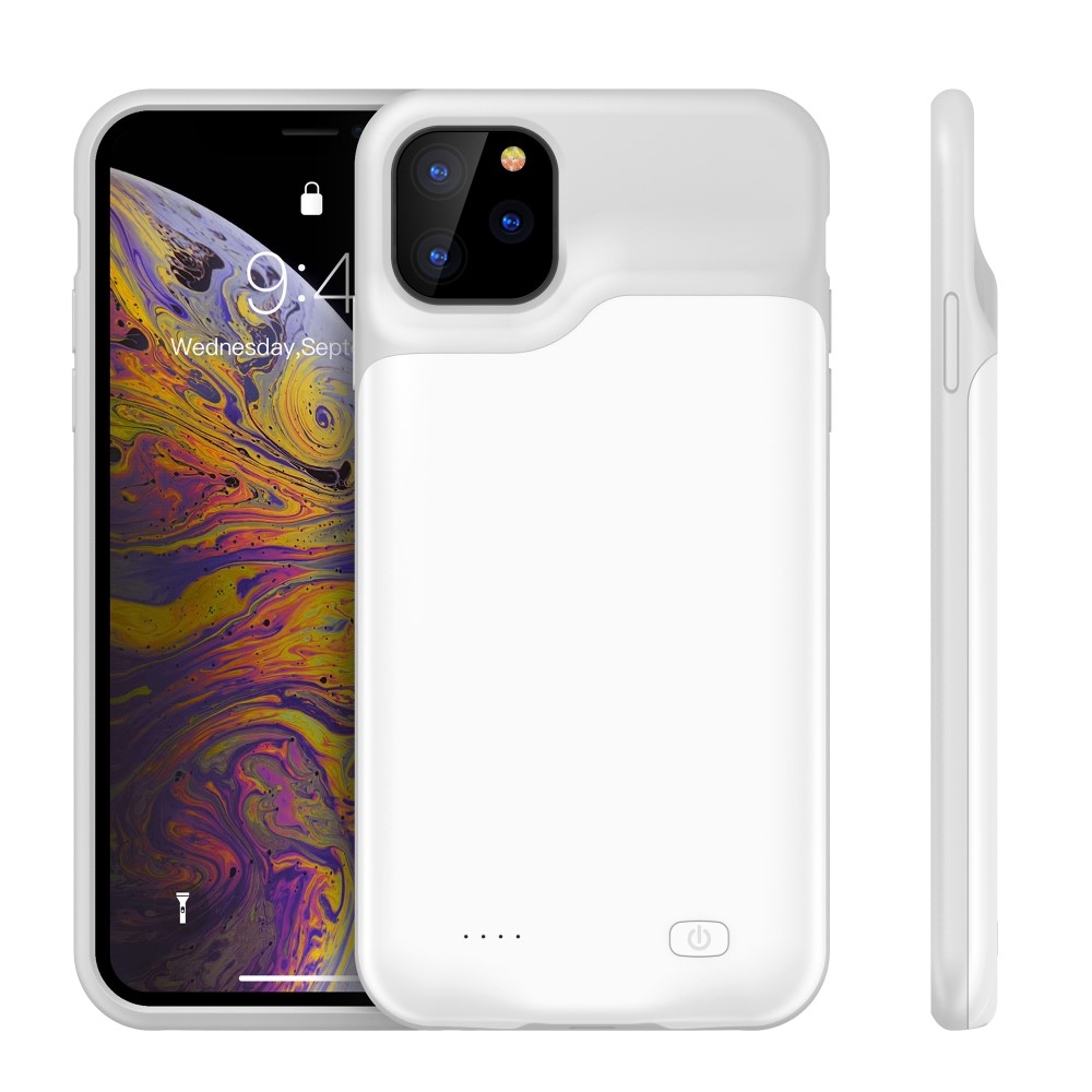 iPhone 11 Pro Max Backpack Akku Case (6500mAh) Schutzhülle - Weiss / Grau