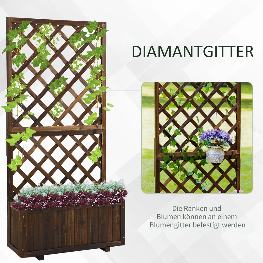 Outsunny Pflanzkasten mit Rankgitter dunkelbraun