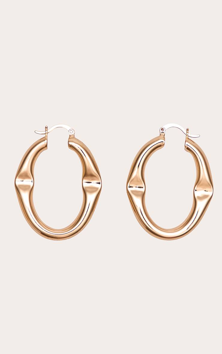 Doré Boucles D'oreilles Clous Ovales Martelées