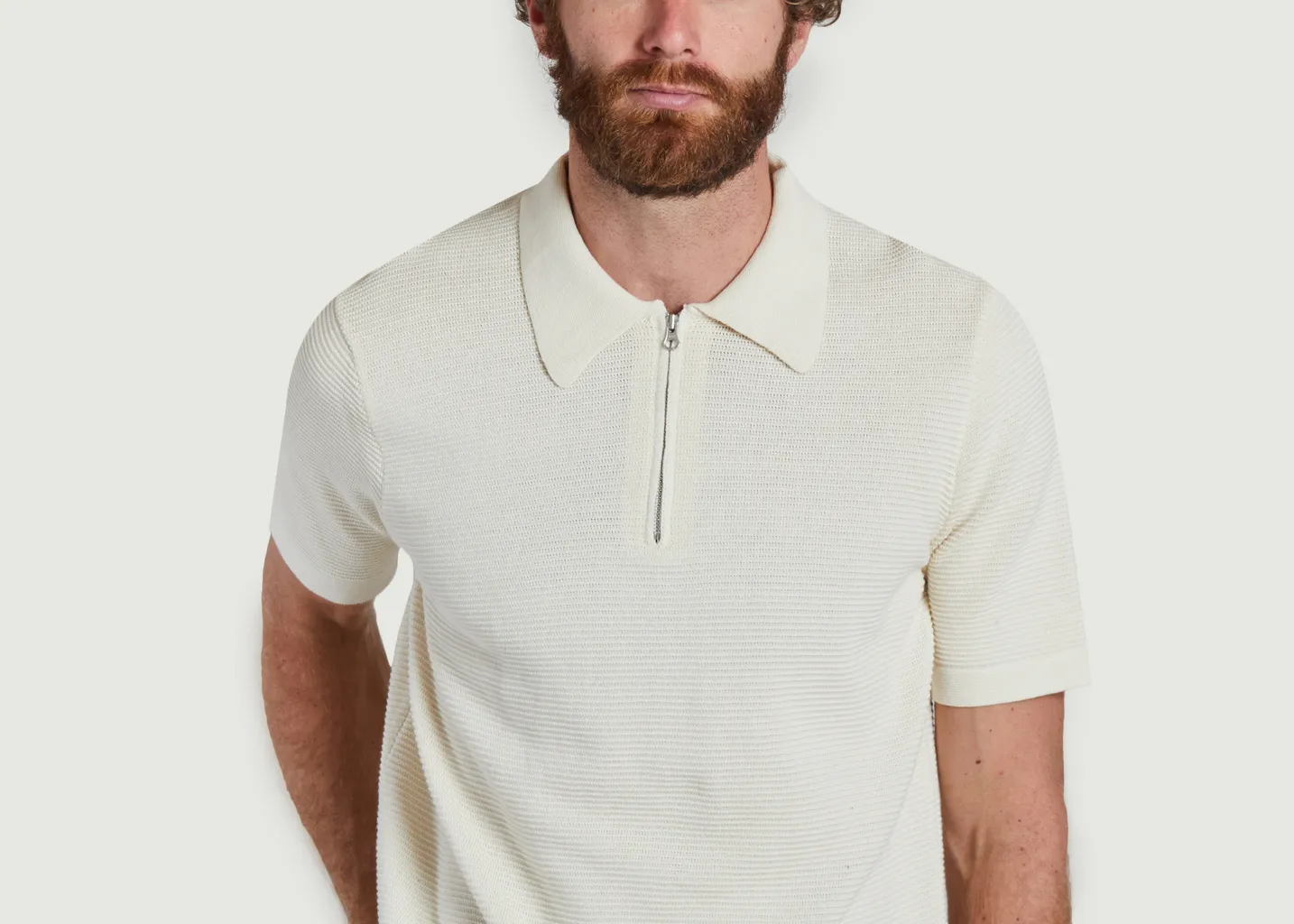 Polo loose côtelé col zippé KCA