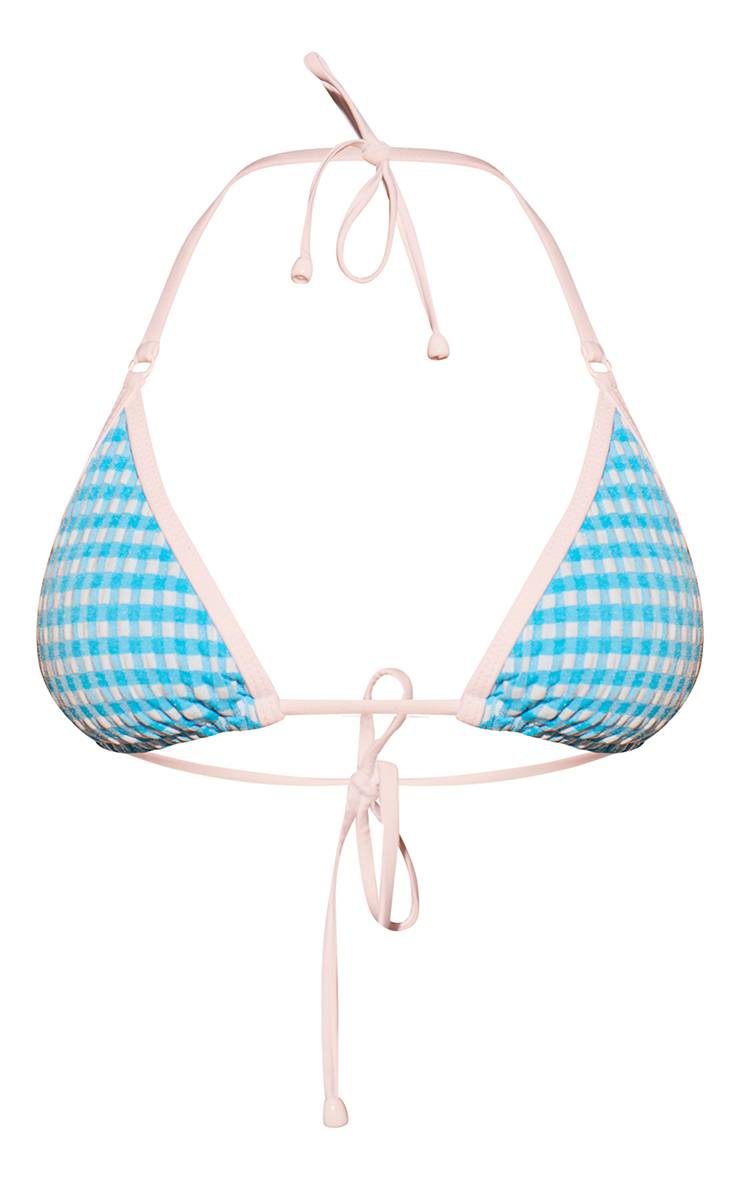 Blue Gingham Haut De Bikini Triangle À Carreaux Vichy