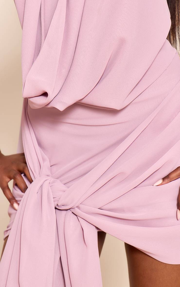 Rose Mini Robe Portefeuille Tissée À Col Licou
