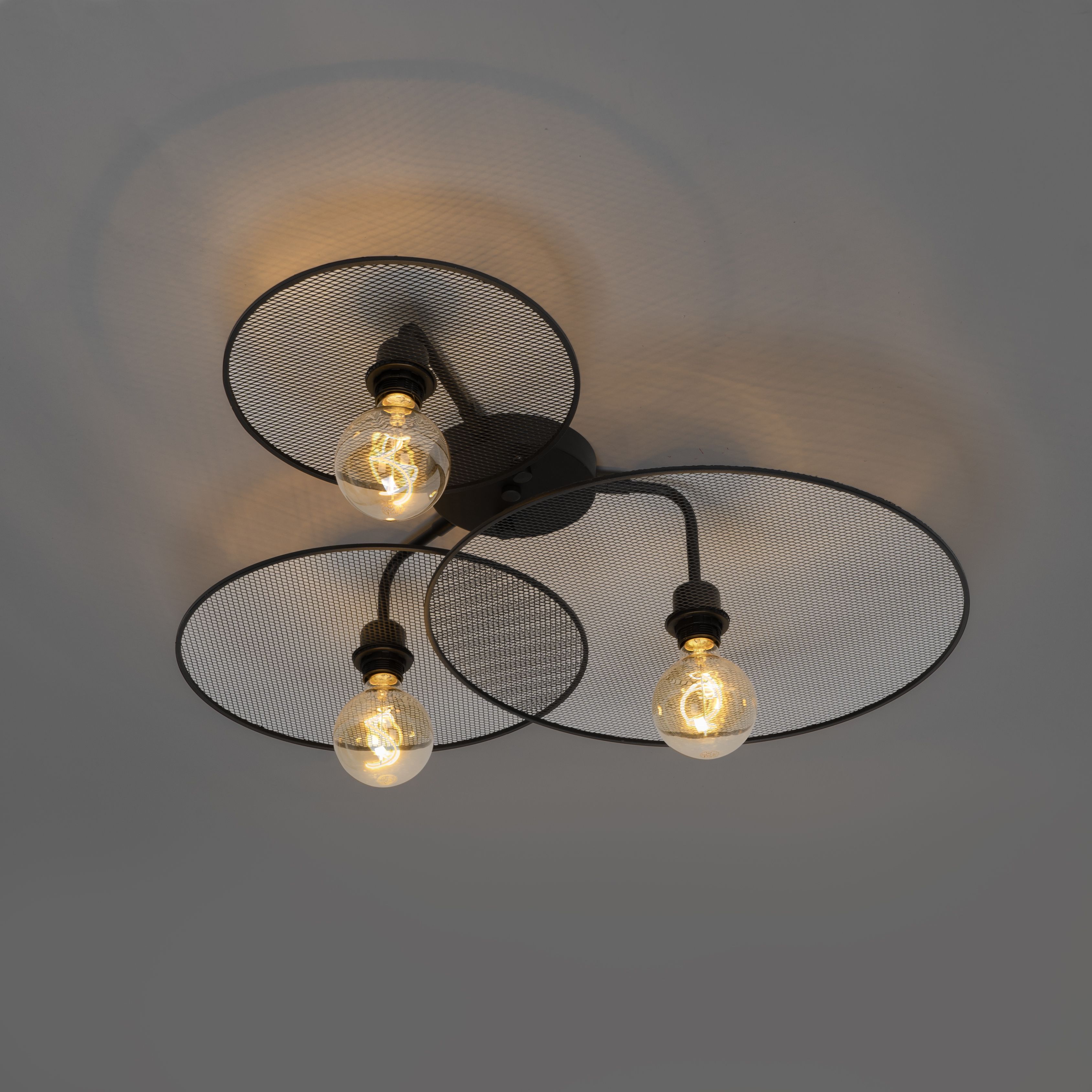 Design plafondlamp zwart met mesh 3-lichts - Jane