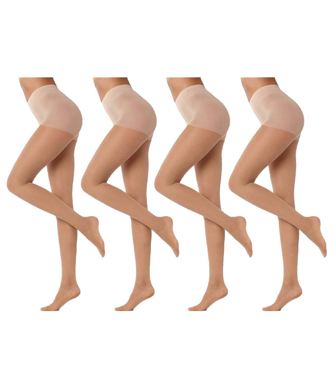 Collant Femme Confort et Résistance DIAMANTINO Pack de 4 Collants Voile Beige Resistant