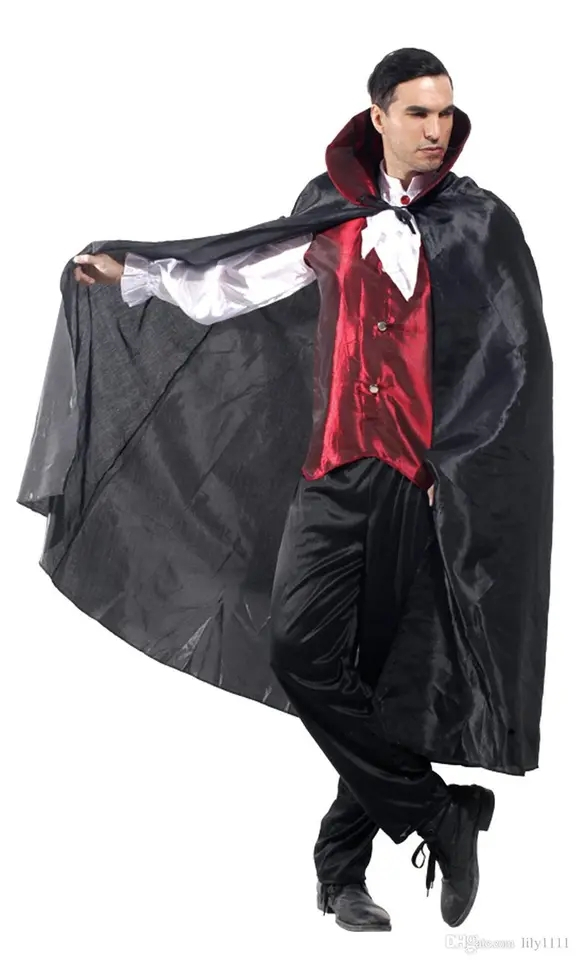 (175-185cm) Fasnachts Erwachsenen Kostüm Dracula Vampir Verkleidung für Motto Partys / Halloween - Schwarz / Rot