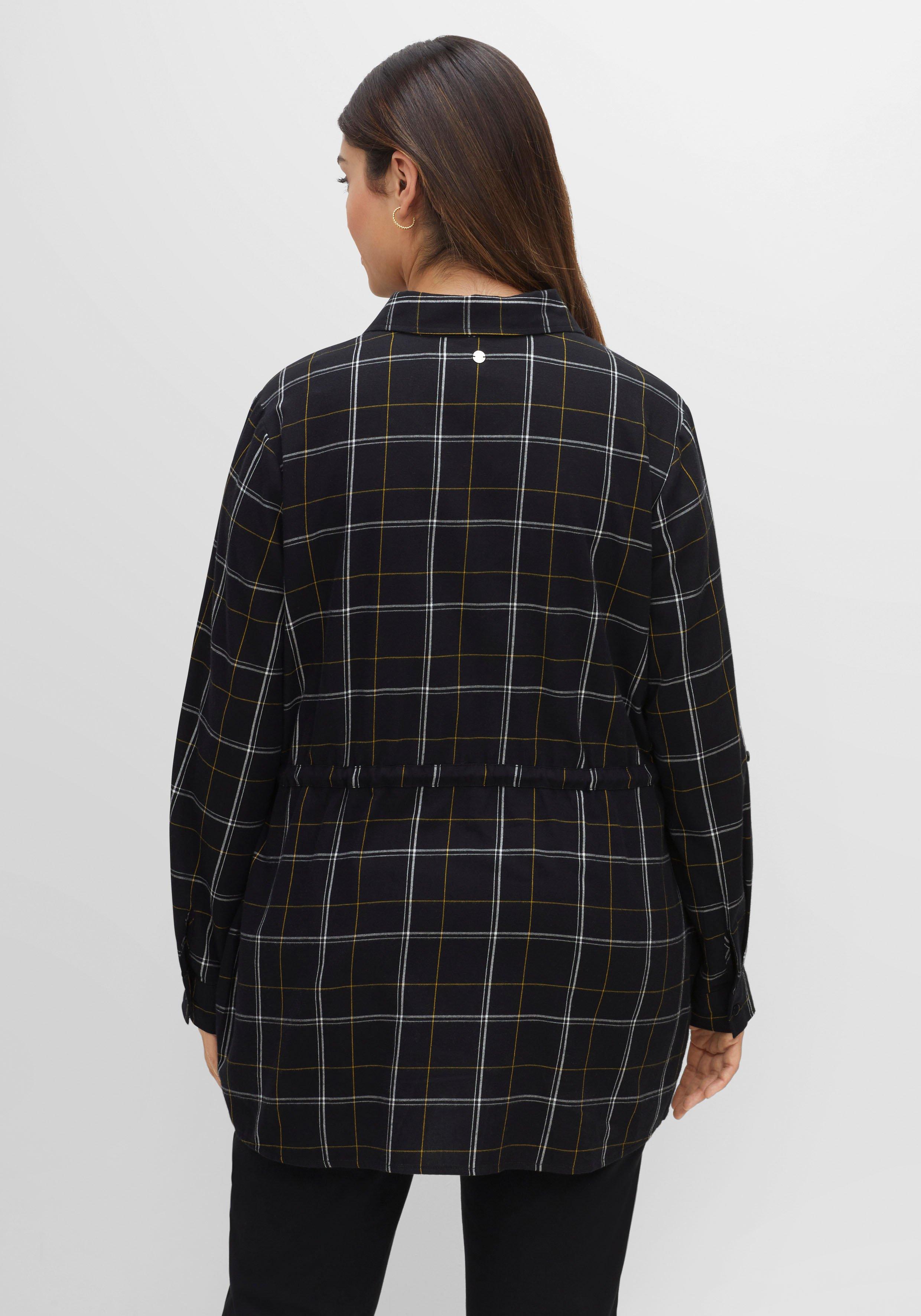 Karierte Longbluse mit Tunnelzug in der Taille