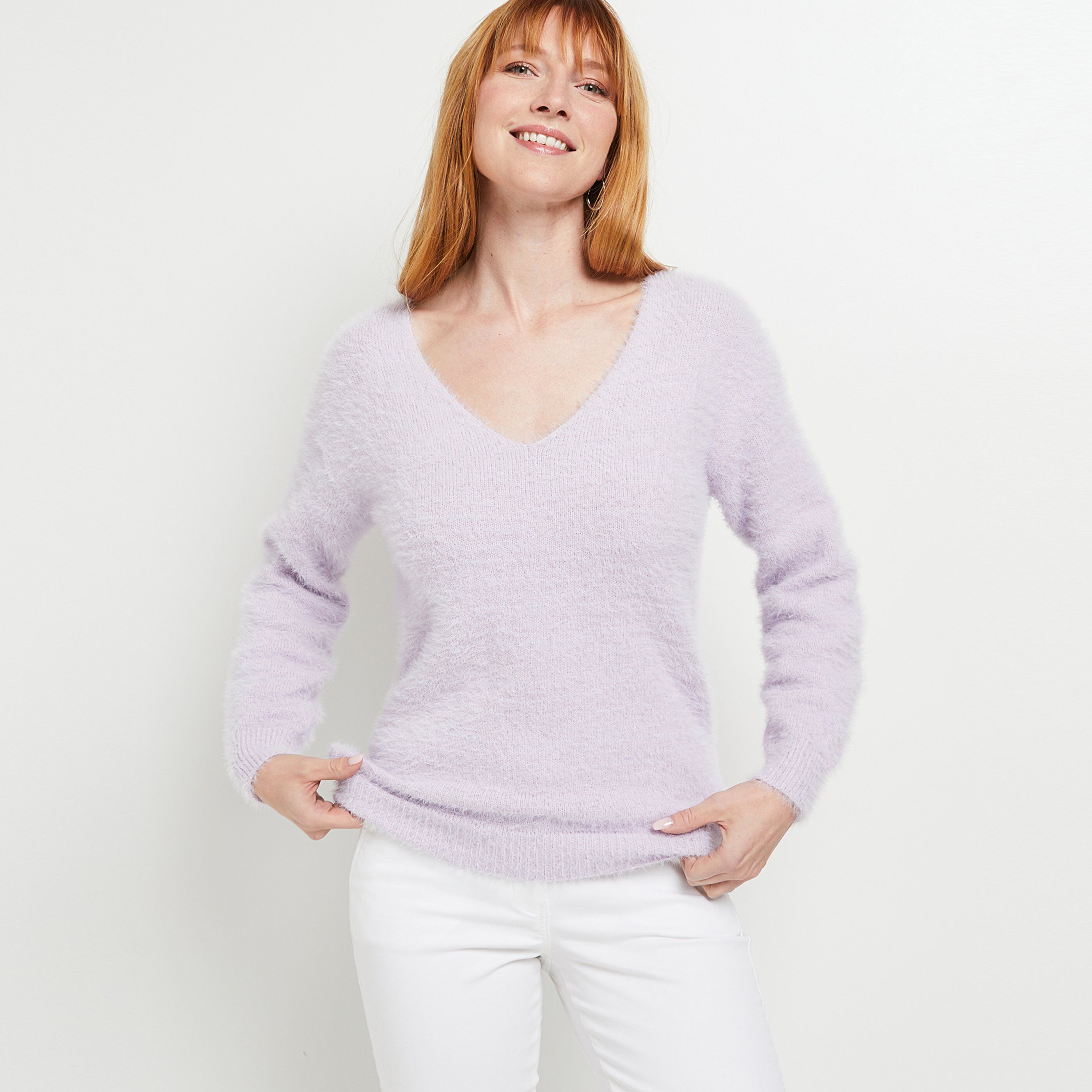 Pull en maille douce femme - VIOLET CLAIR