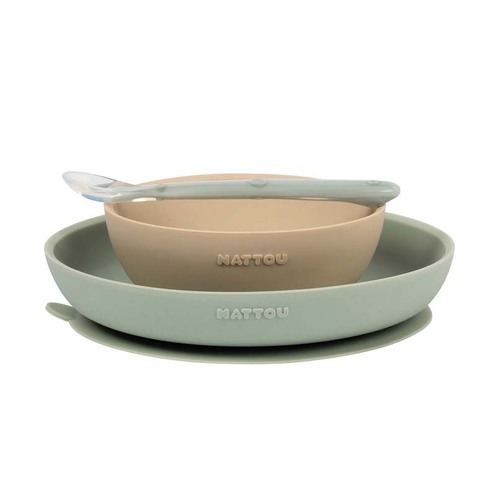 Coffret de repas 3 pièces sable/vert - NATTOU