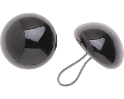 Oogje, glas, zwart, 14 mm, 2 stuks