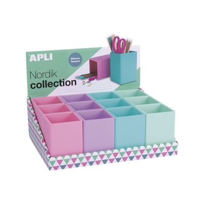 Apli Nordik Collection pot à crayons - 7 x 7 x 9.5 cm - silicone - bleu, violet, vert, rose