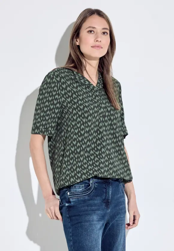 Viskose Printbluse - strong khaki