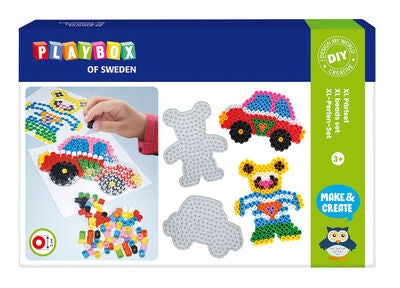 Playbox Perlesett Rørperler XL Bil Og Bjørn 600 Stk