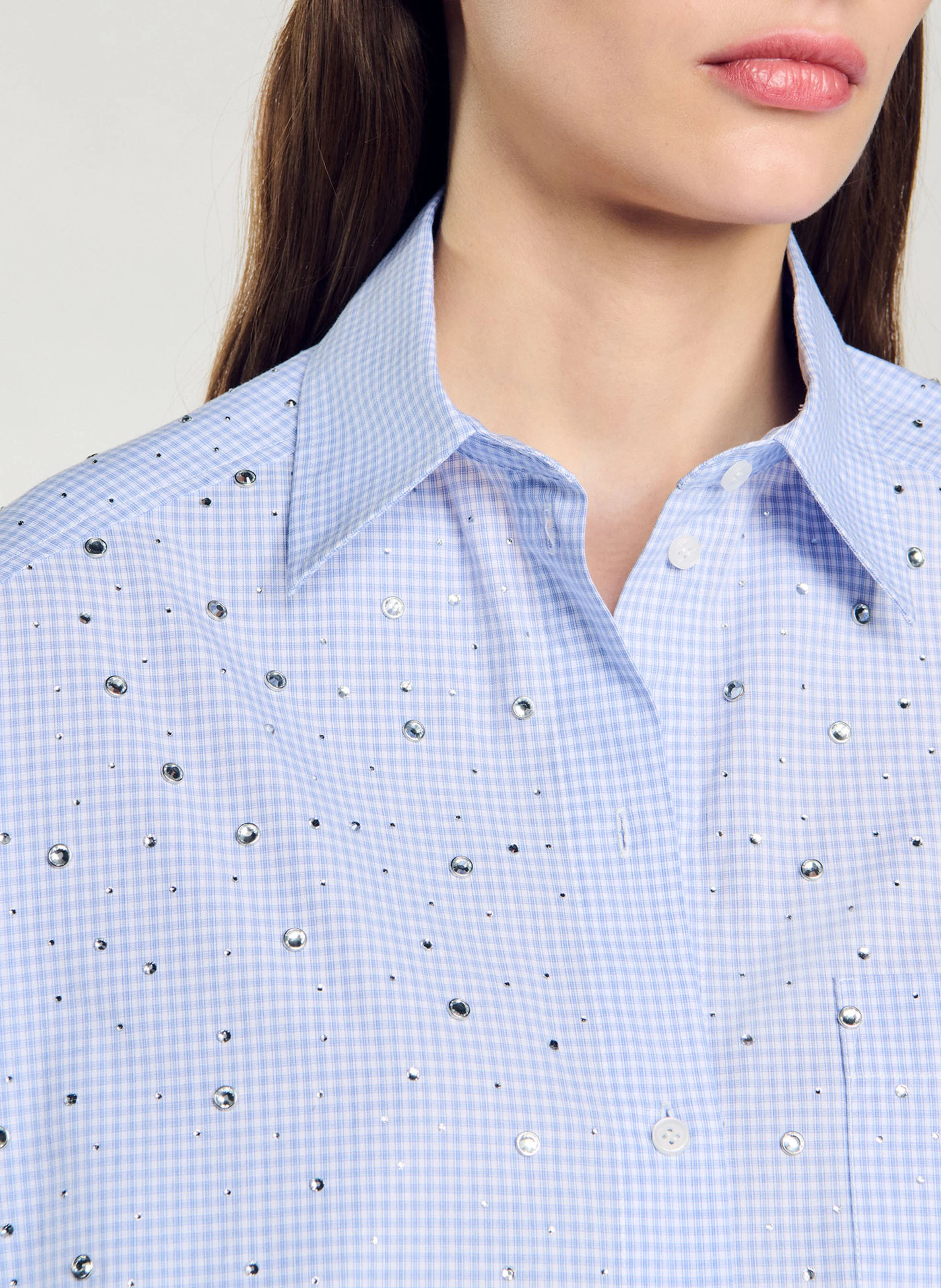 Chemise col classique à carreaux de vichy | Bleu