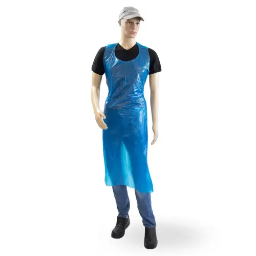 Tablier PE Paredes bleu 25 µm gaufré 70x135 cm taille M