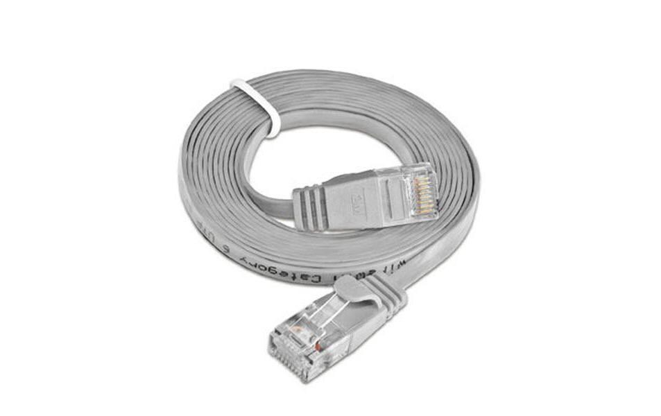 Slimpatchkabel RJ-45 - RJ-45, Cat 6, UTP, 15 m, GrauUnscreened/Unshielded Twisted-Pair-Kabel (UTP) mit Klinkenschutz
