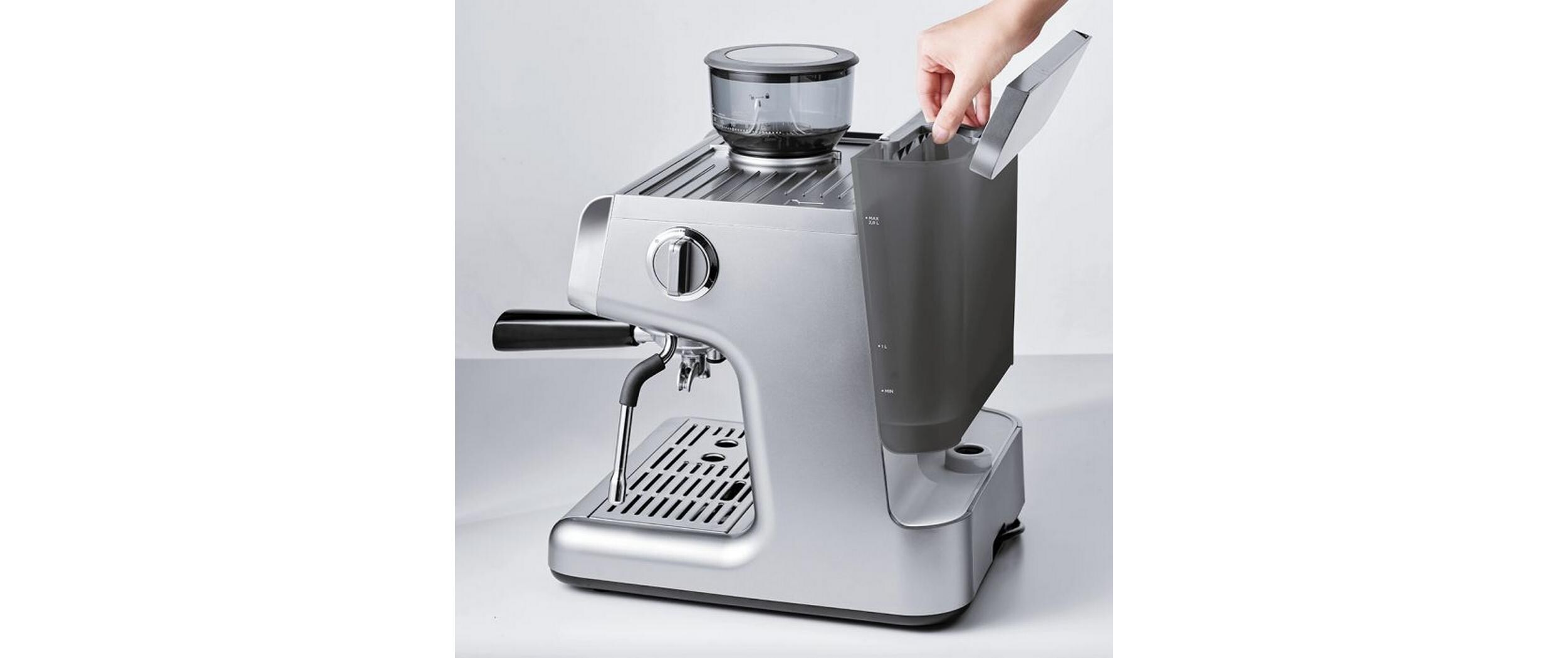 Siebträgermaschine Coffea G50S Silber<br>Kaffeemaschine mit integriertem Mahlwerk