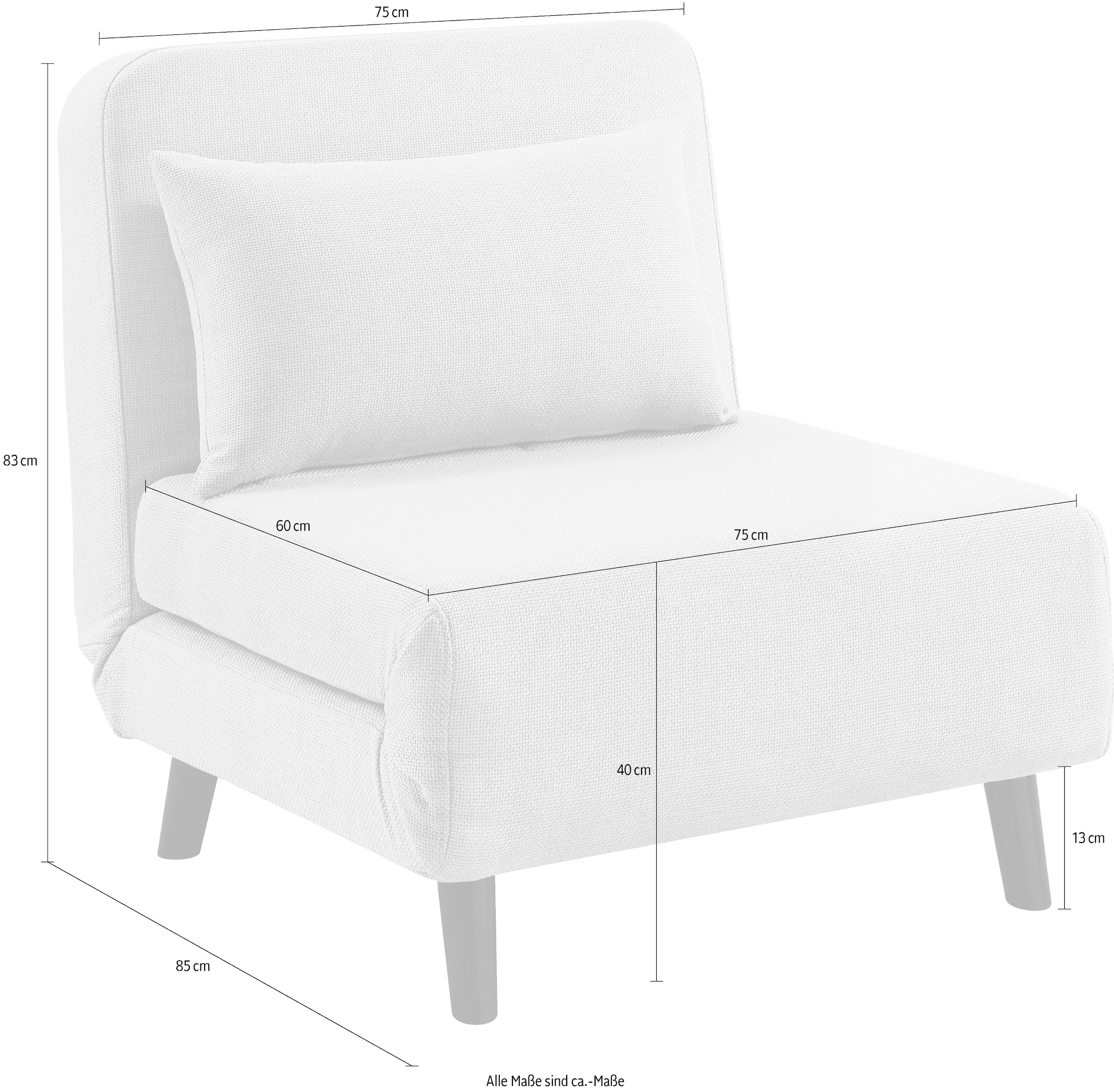 ATLANTIC home collection Sessel »Robby« inkl. Bettfunktion, mehrfach verstellbar, Strukturbezug