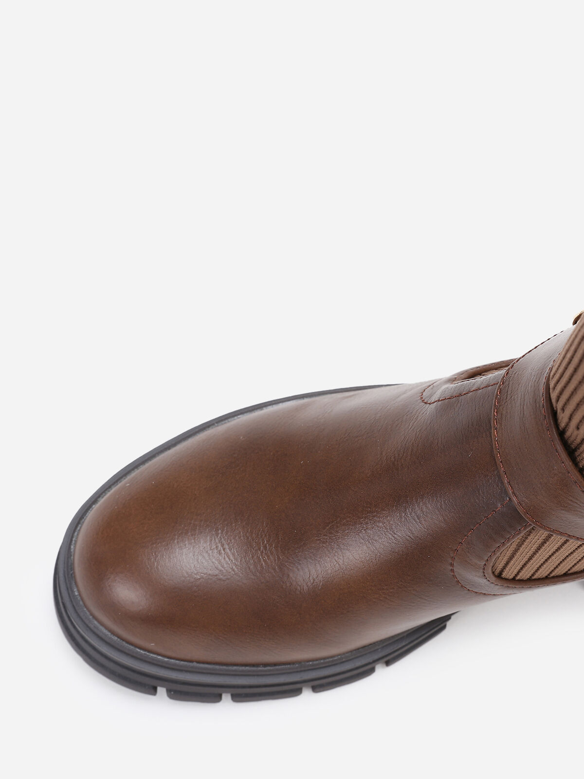 Bottines chaussettes à boucle- Marron