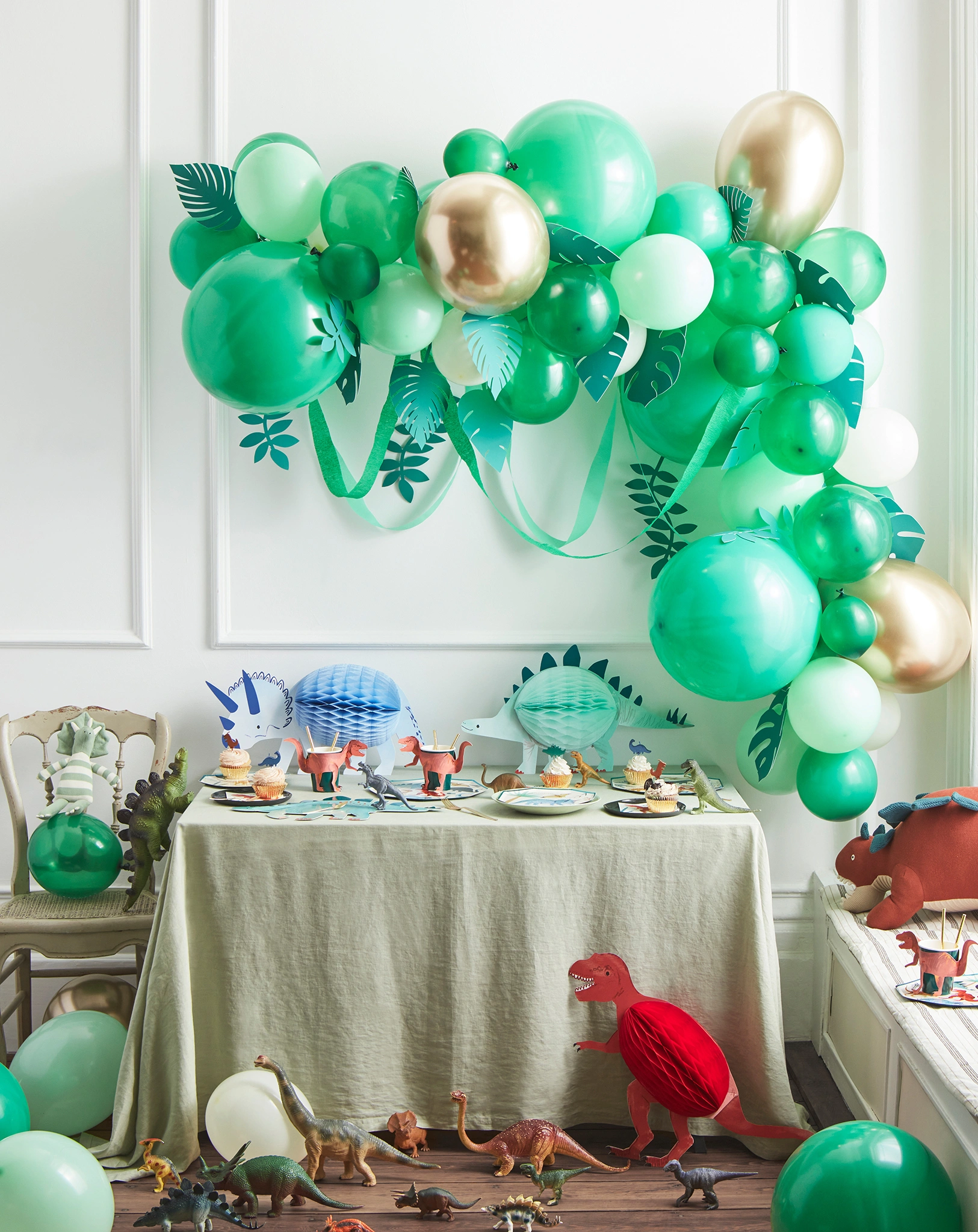Party-Tischdeko HONEYCOMB DINOSAUR 3er-Set