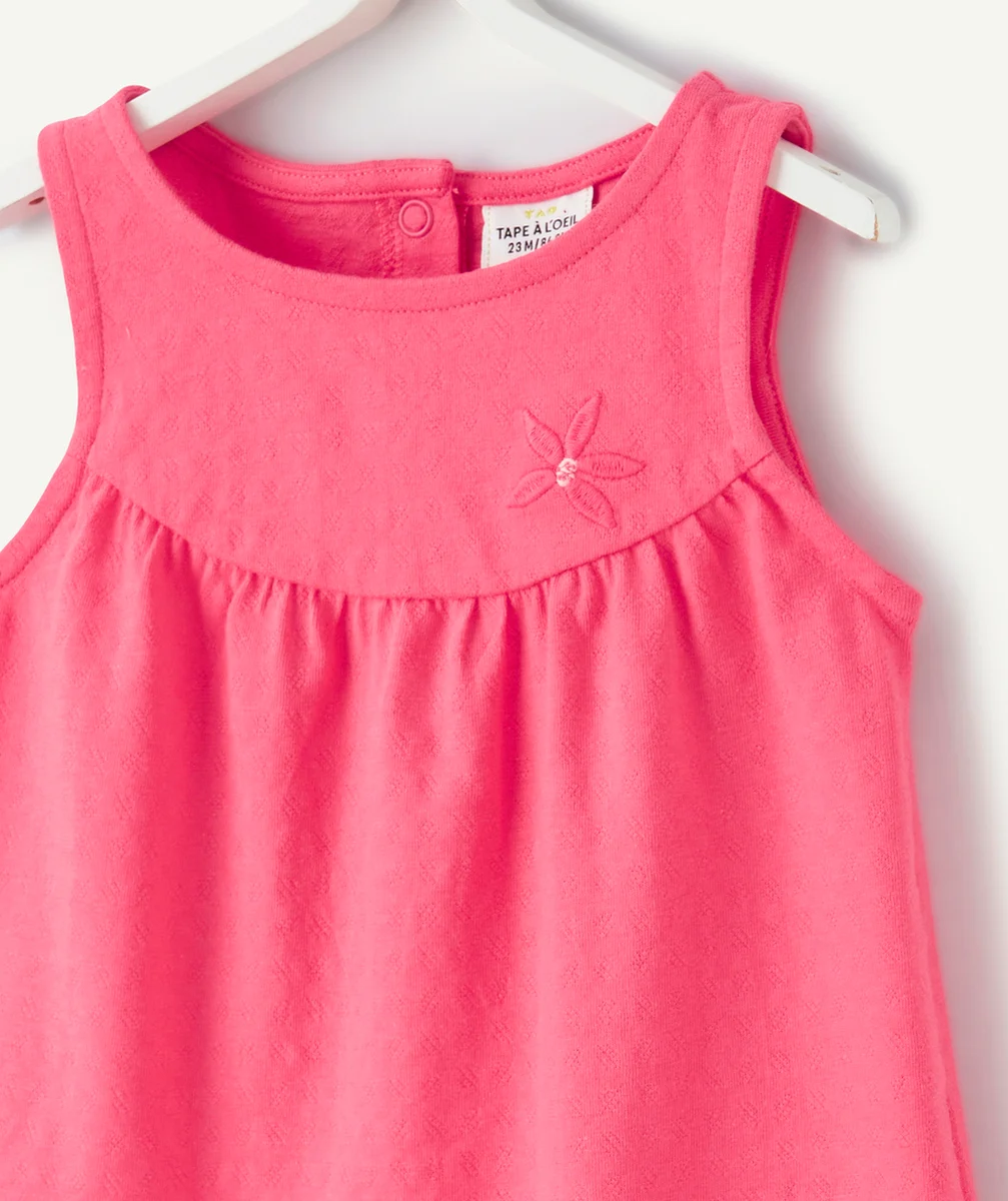 T-SHIRT SANS MANCHES BÉBÉ FILLE EN COTON BIO ROSE FUSHIA