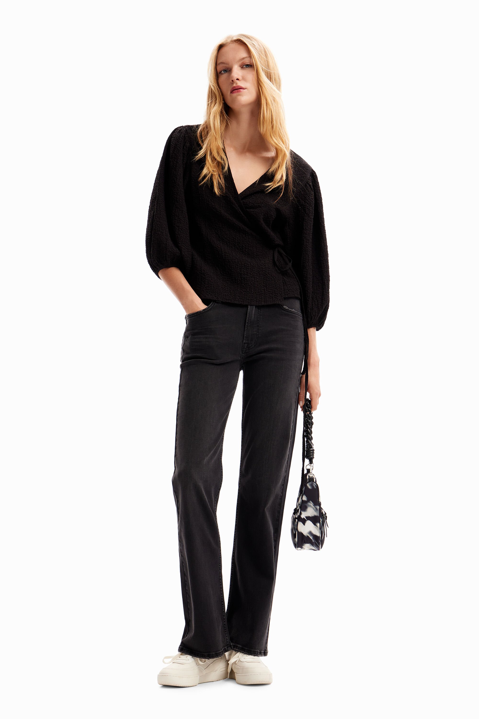 Blouse croisée texturée