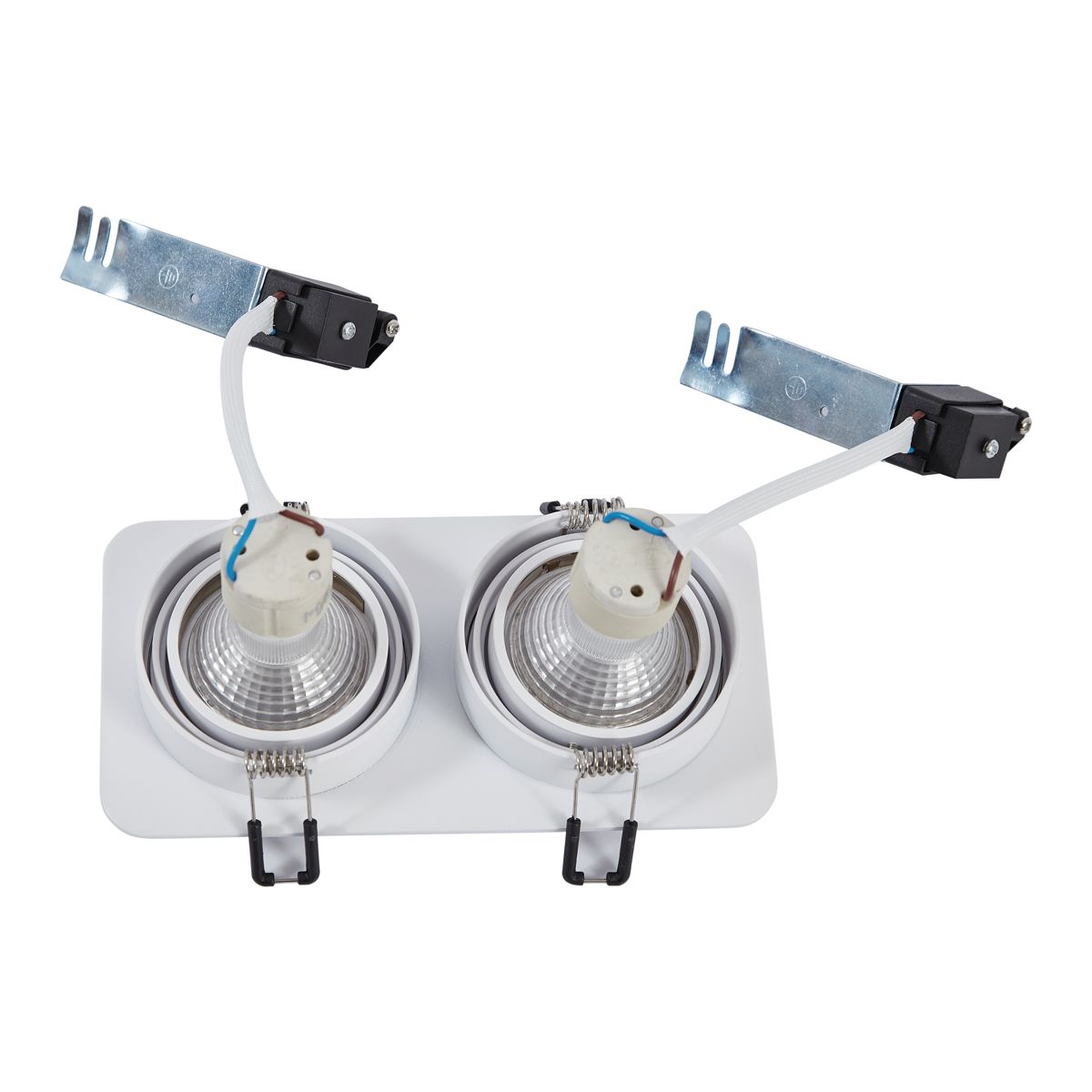 Afgeronde inbouwspot wit GU10 50mm draai- en kantelbaar IP44 2-lichts - Alberto
