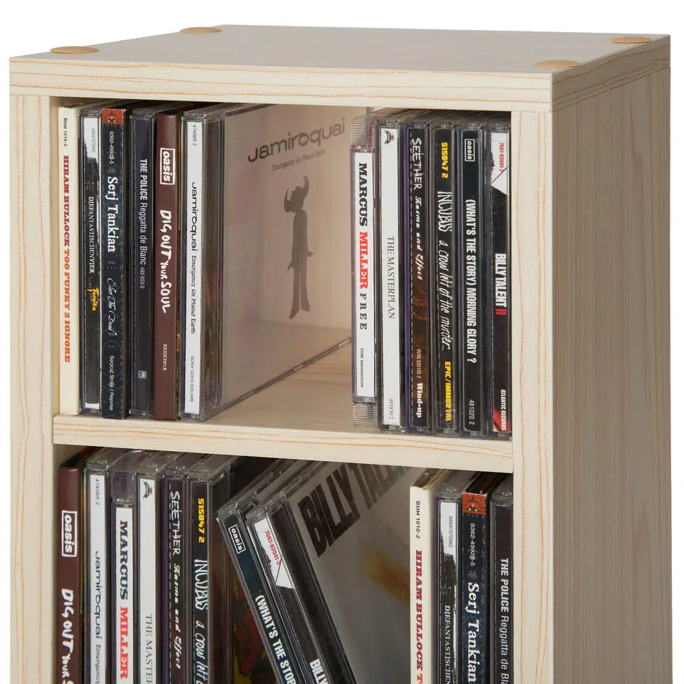 tectake CD mediakast met 6 vakken 90x21x20cm, Beuken